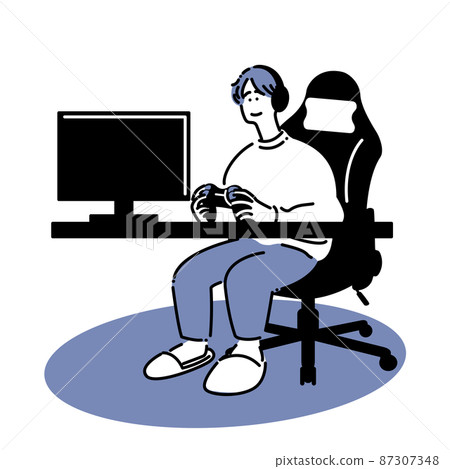 Men playing PC games - Stock Illustration [87307348] - PIXTA