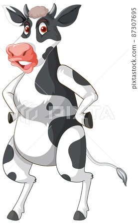 Cow standing on two legs cartoon character Cow standing on two legs cartoon character 87307695