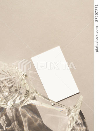 Crystal glass and business card mock-up 87307771