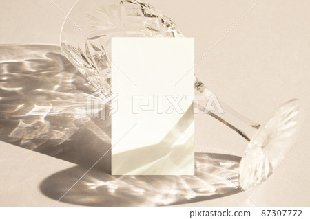 Crystal glass and business card mock-up 87307772