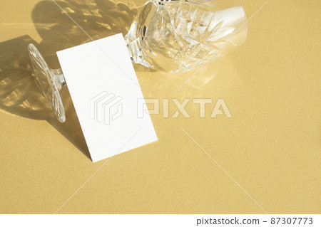 Crystal glass and business card mock-up 87307773