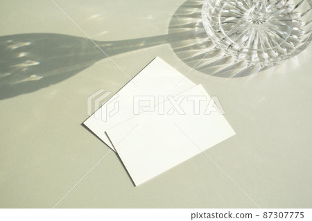 Crystal glass and business card mock-up 87307775