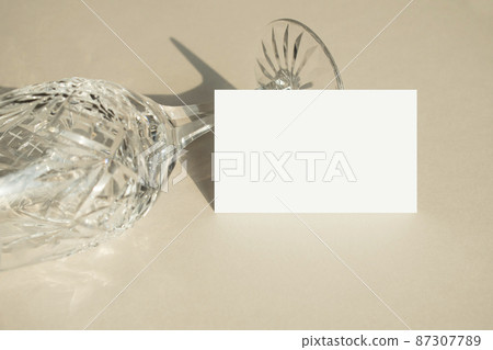 Crystal glass and business card mock-up 87307789