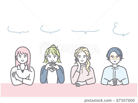 Image illustration of a young woman exchanging opinions 87307800