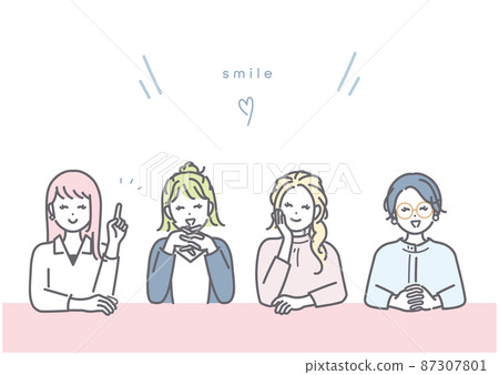 Image illustration of a young woman exchanging opinions with a smile 87307801