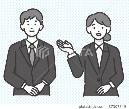 Vector illustration material of funeral staff to guide / funeral / funeral / formal wear 87307849