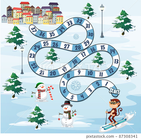 Counting number game template in snow theme Counting number game template in snow theme 87308341