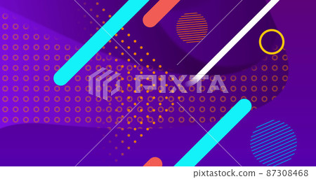 Image of colour geometric shapes on purple background Image of colour geometric shapes on purple background 87308468