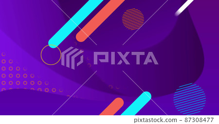 Image of colour geometric shapes on purple background Image of colour geometric shapes on purple background 87308477