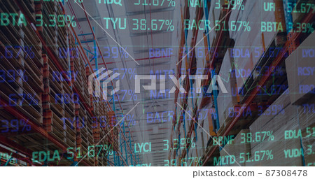 Image of data processing over empty warehouse 87308478