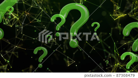 Image of green question marks over networks of connections Image of green question marks over networks of connections 87308479