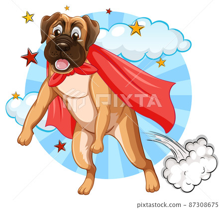 A dog superhero on sky background A dog superhero on sky background 87308675