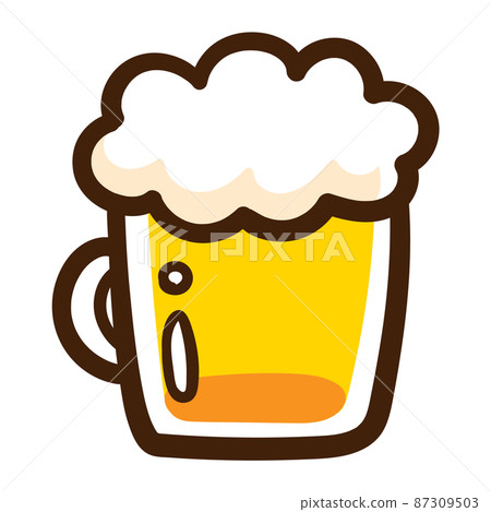 生啤酒杯的可愛手寫插圖 87309503