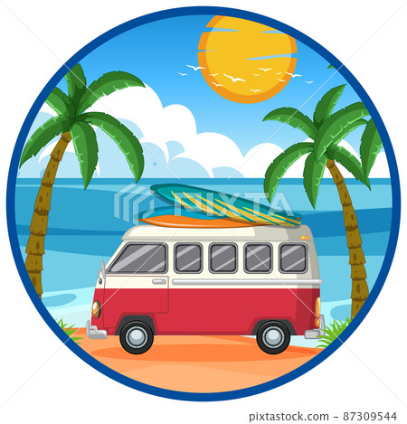 Summer travel vacation logo concept Summer travel vacation logo concept 87309544