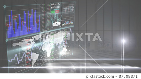 Digital interface with data processing against... - Stock Illustration ...