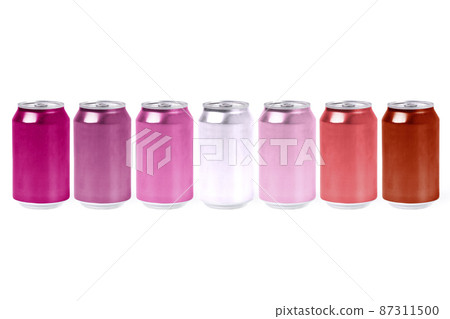 Group of aluminum cans forming the Lesbian flag. Pride day Group of aluminum cans forming the Lesbian flag. Pride day 87311500