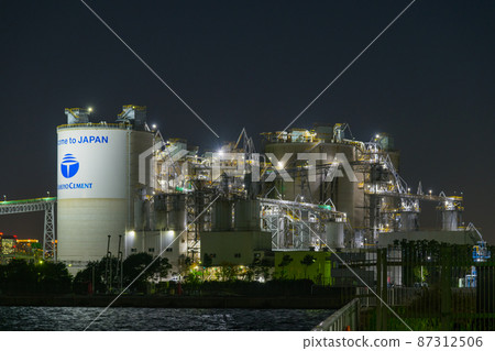 [Factory night view from Wakasu, Taiheiyo Cement] 87312506