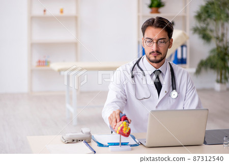 Young male doctor cardiologist working in the clinic 87312540