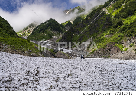 Clouds flowing in Hakuba Taisetsukei in summer and the brilliance of fresh green 87312715