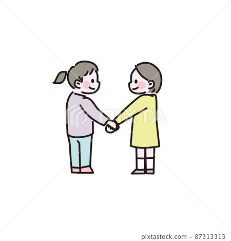 Good friends kids illustration material holding hands Good friends kids illustration material holding hands 87313313