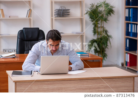 Young male employee sitting in the office 87313476