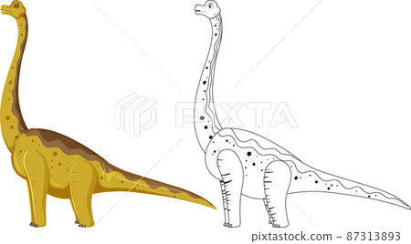 Brachiosaurus dinosaur with its doodle outline on white background Brachiosaurus dinosaur with its doodle outline on white background 87313893