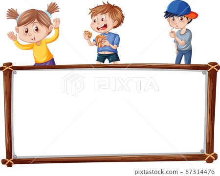 Board template with happy kids 87314476