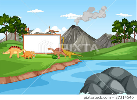 Dinosaur in prehistoric forest scene 87314540