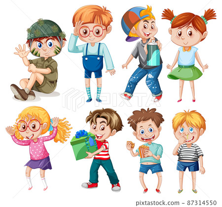 Cute girl standing on white ground 87314550