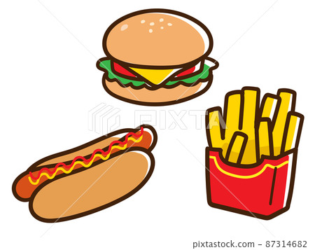 Cute handwritten style illustration hot dog set of fast food 87314682