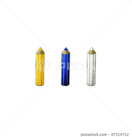 Illustration of yellow, blue and white chic and elegant colored pencils 87314712