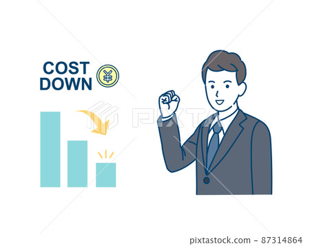 降低成本 成功降低成本的目標 商務人士 西裝男士 費用 人事費用 87314864