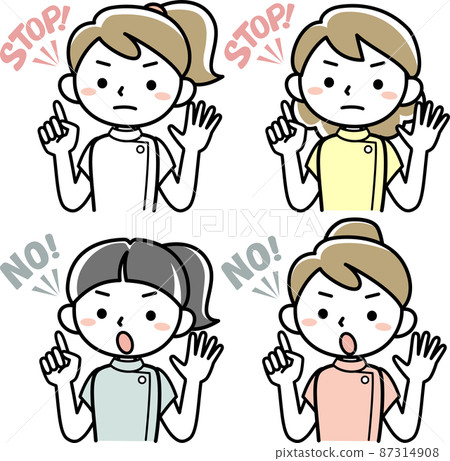 Upper body set of a young female nurse to stop 87314908