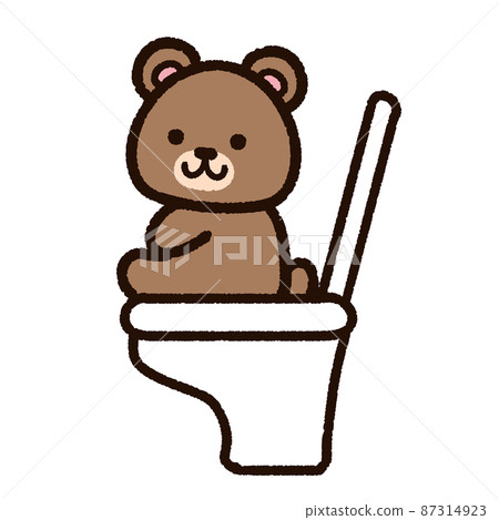 Bear character sitting on the toilet Bear character sitting on the toilet 87314923