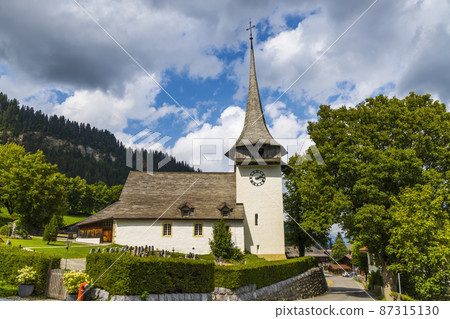 Church in Gsteig bei Gstaad, district Obersimmental-Saanen administrative district, Oberland administrative region, Switzerland Church in Gsteig bei Gstaad, district Obersimmental-Saanen administrative district, Oberland administrative region, Switzerland 87315130