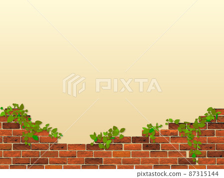 Brick wall ivy plant natural background material frame Brick wall ivy plant natural background material frame 87315144