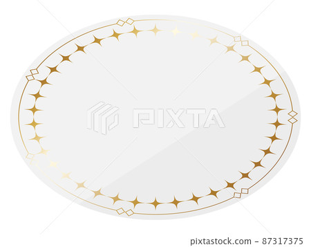 Oval frame white & gold glitter 87317375
