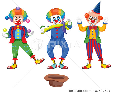Set of clown performing cartoon character 87317605
