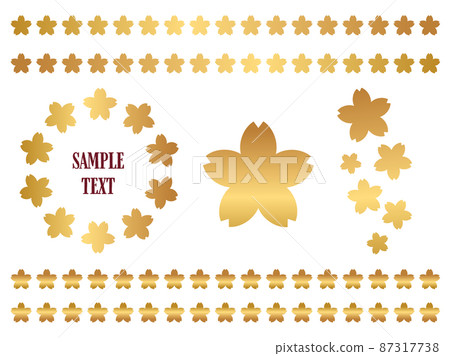 A set of golden-style simple gradation cherry blossom illustrations A set of golden-style simple gradation cherry blossom illustrations 87317738