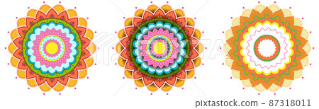 Set of vintage mandala with thin lines Set of vintage mandala with thin lines 87318011