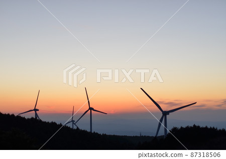Mie Prefecture Aoyama Highlands Windmill and Sunset Mie Prefecture Aoyama Highlands Windmill and Sunset 87318506