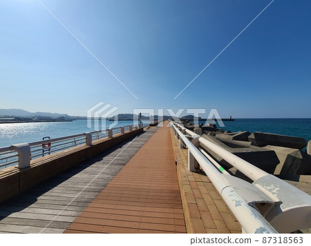 Boardwalk of Akune Shinko, in front of Akune Oshima, Akune City, Kagoshima Prefecture Boardwalk of Akune Shinko, in front of Akune Oshima, Akune City, Kagoshima Prefecture 87318563