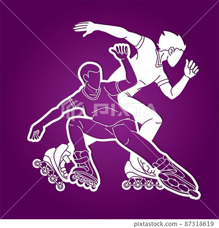 Roller blade Roller Skate Player Extreme Sport Cartoon Graphic Vector 87318619