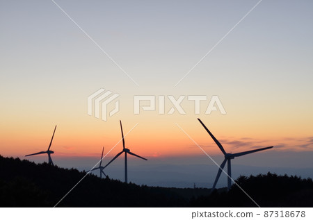 Mie Prefecture Aoyama Highlands Windmill and Sunset Mie Prefecture Aoyama Highlands Windmill and Sunset 87318678