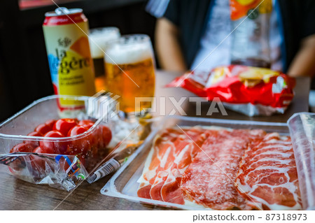 Appetizer in a hotel room in Chamonix, France 87318973