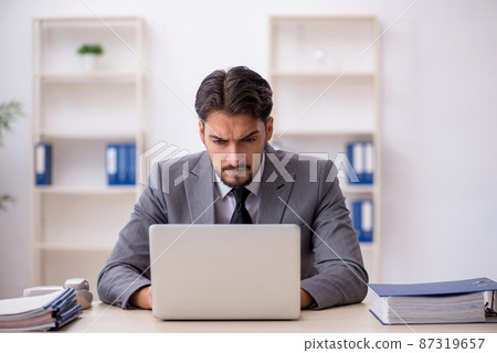 Young male employee working in the office 87319657