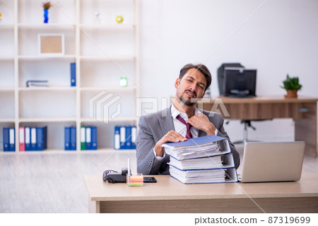 Young male employee working in the office Young male employee working in the office 87319699
