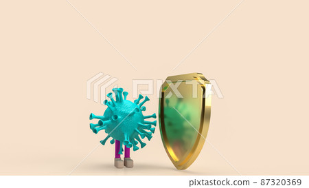 The virus and shield for medical or sci content 3d rendering. The virus and shield for medical or sci content 3d rendering. 87320369