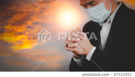Businessman hand praying and worship to GOD Using hands to pray on the white Background, worship, hands in prayer concept for faith, spirituality and religion, hands raised in worship background. Businessman hand praying and worship to GOD Using hands to pray on the white Background, worship, hands in prayer concept for faith, spirituality and religion, hands raised in worship background. 87321052
