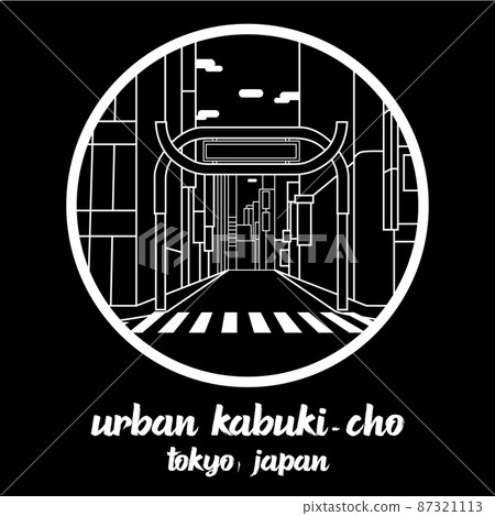 Circle Icon line Urban Kabuki-Cho. vector illustration Circle Icon line Urban Kabuki-Cho. vector illustration 87321113